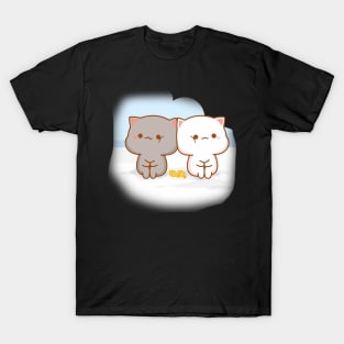 Couple cat on beach T-Shirt
